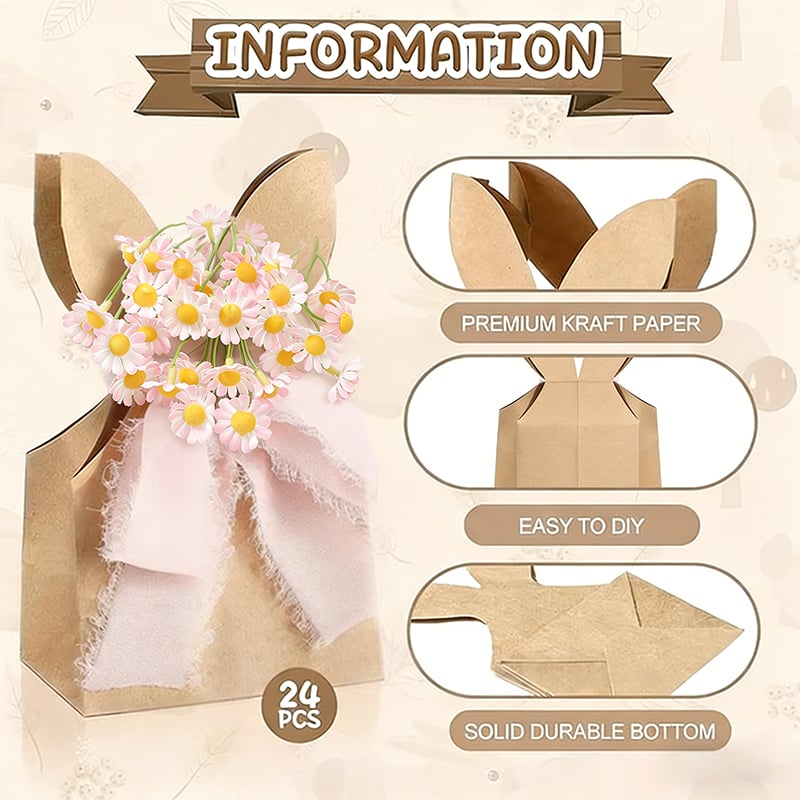 🔥Limited Time Promotion 50% OFF 🐰Boho Bow Goodie Bags for Egg Hunts