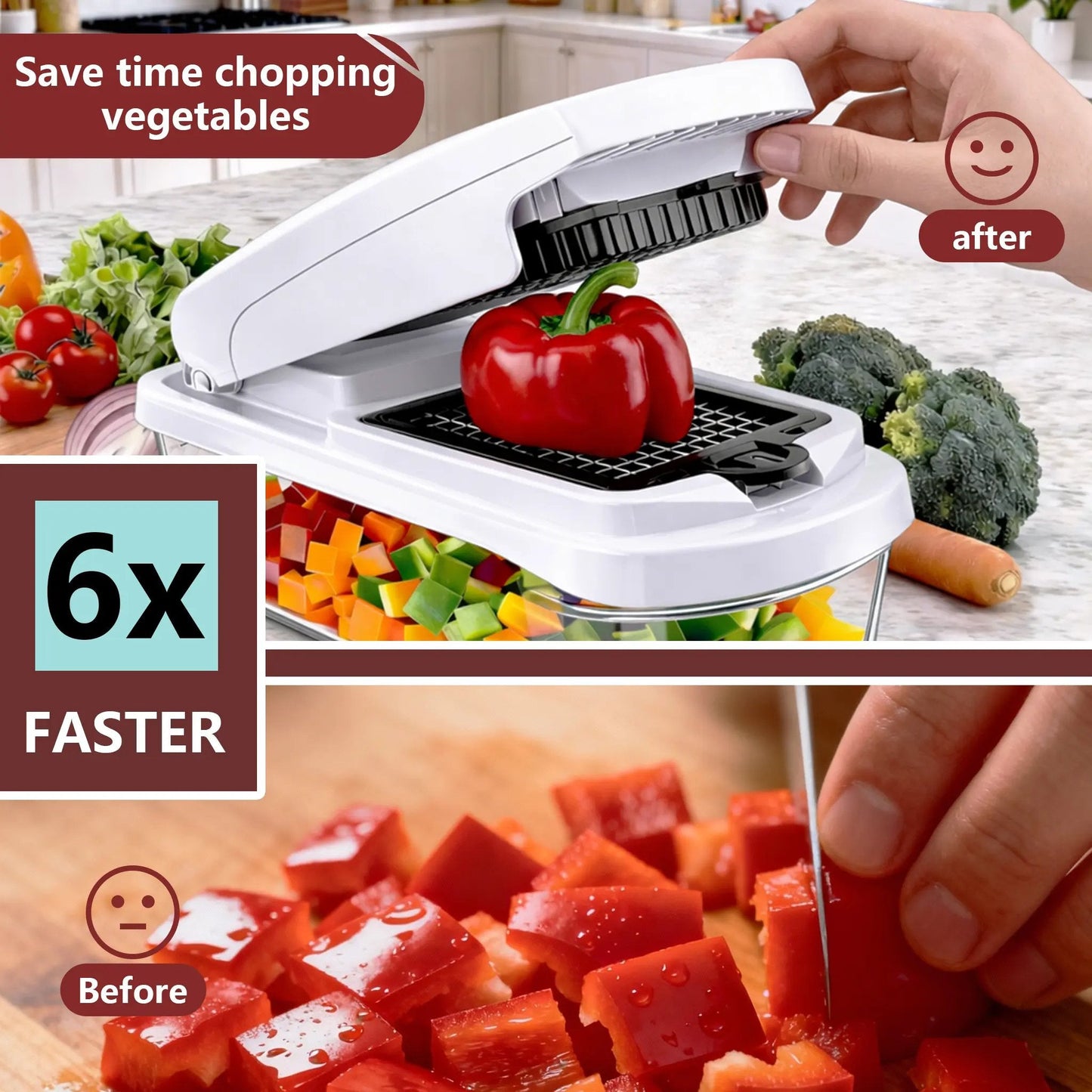 Professional Vegetable Chopper, 15-in-1 Multifunctional Food Chopper